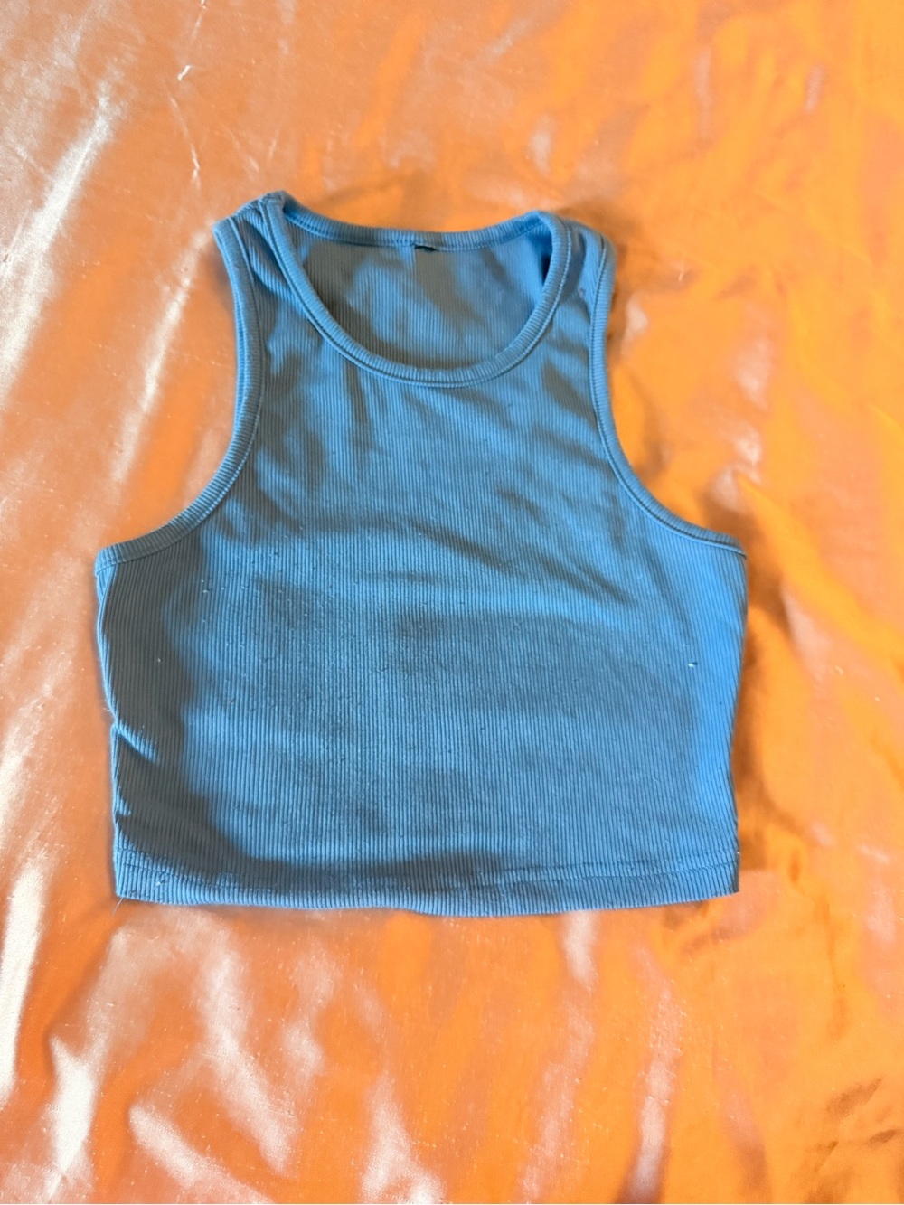 Ribbed Blue Cropped Tank Top